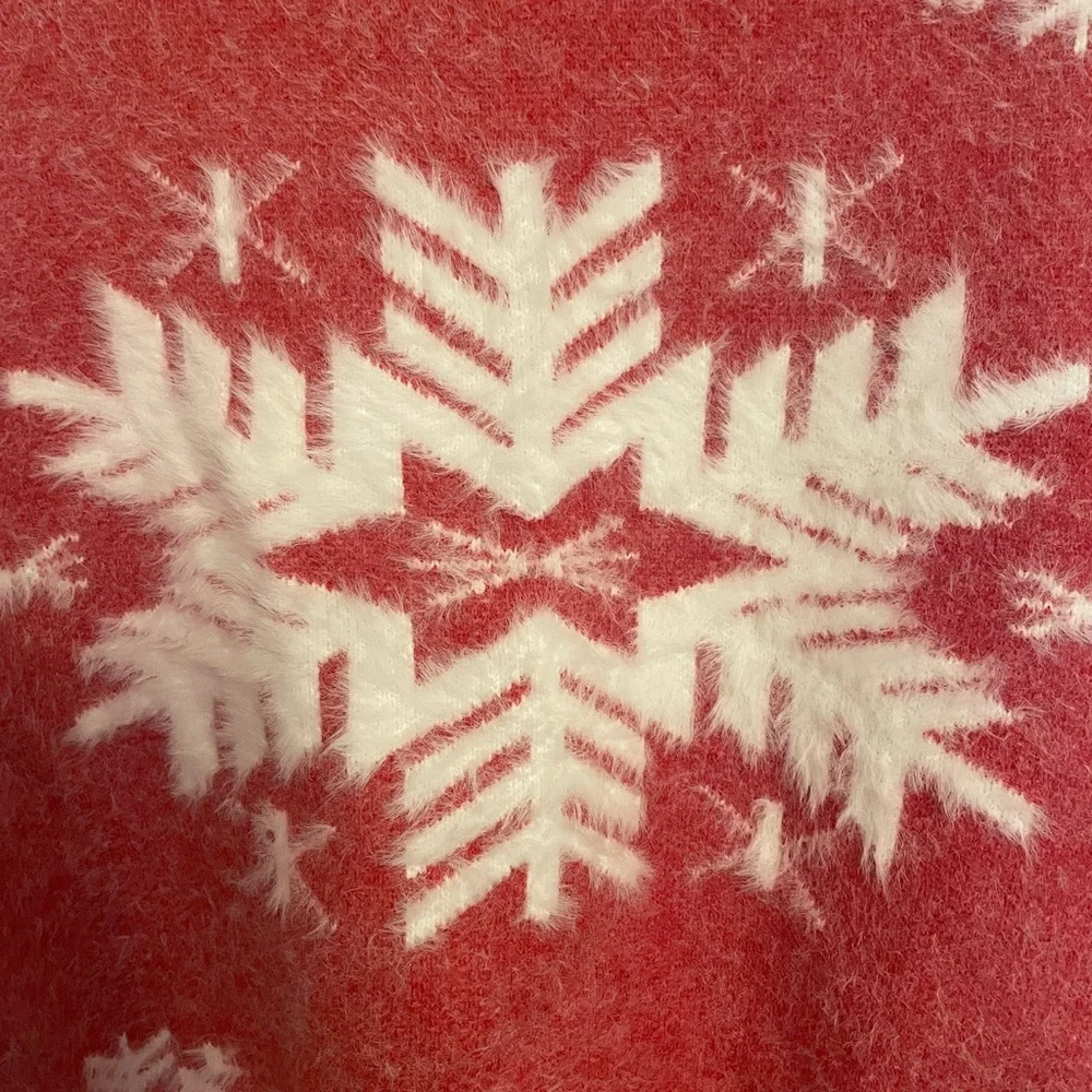 Cabincore Winter Red Snowflake Turtleneck Sweater Soft Cozy Size S/M - Picture 2 of 8